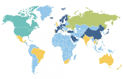 Surrogacy legal is green, yellow limited, light blue limited, dark blue banned.